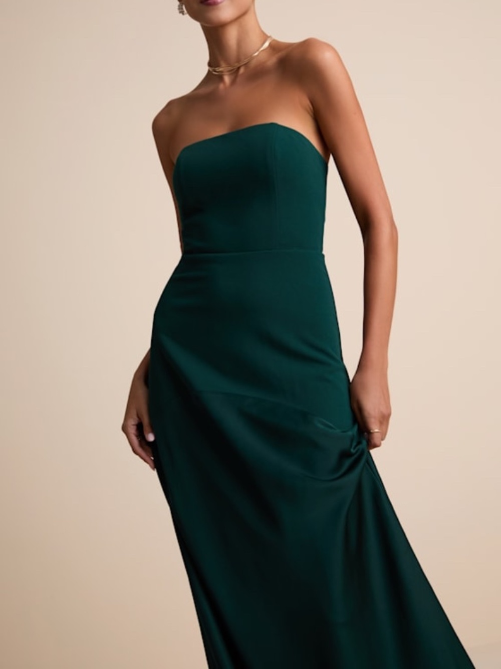 Lulus Emerald Strapless A-line Maxi Dress Green - Size S